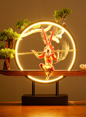 孙悟空中式风禅意灯客厅玄关摆件