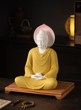 中式德化陶瓷释迦摩尼佛像摆件