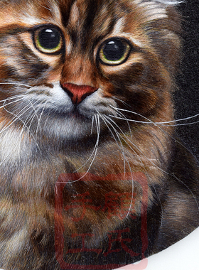 顾氏手工苏绣狸花猫装饰挂画