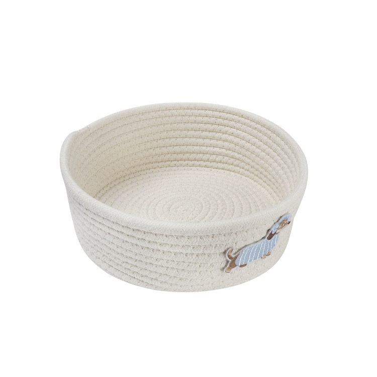 零食收纳筐家用客厅茶几桌面杂物零食收纳篮可爱小狗编织储物盒,淘宝优惠券,粉丝福利购,淘宝优惠卷