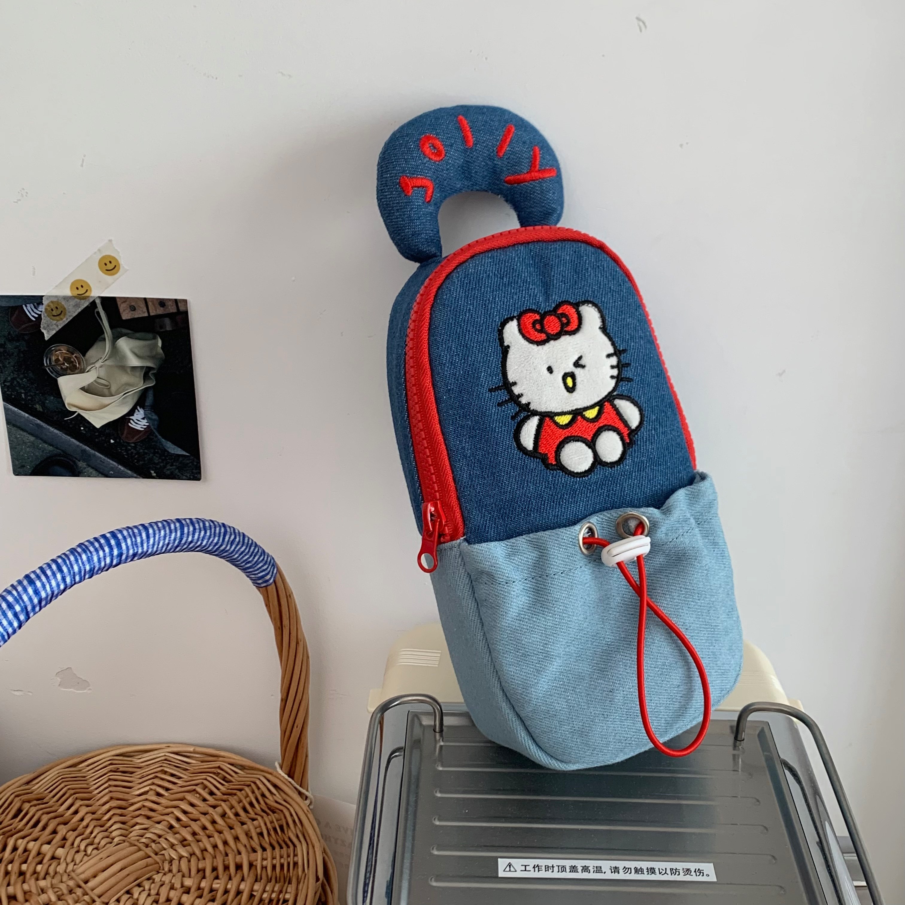 原创牛仔手提笔袋高颜值女生文具袋可爱日系猫咪大容量学生铅笔盒,淘宝优惠券,粉丝福利购,淘宝优惠卷