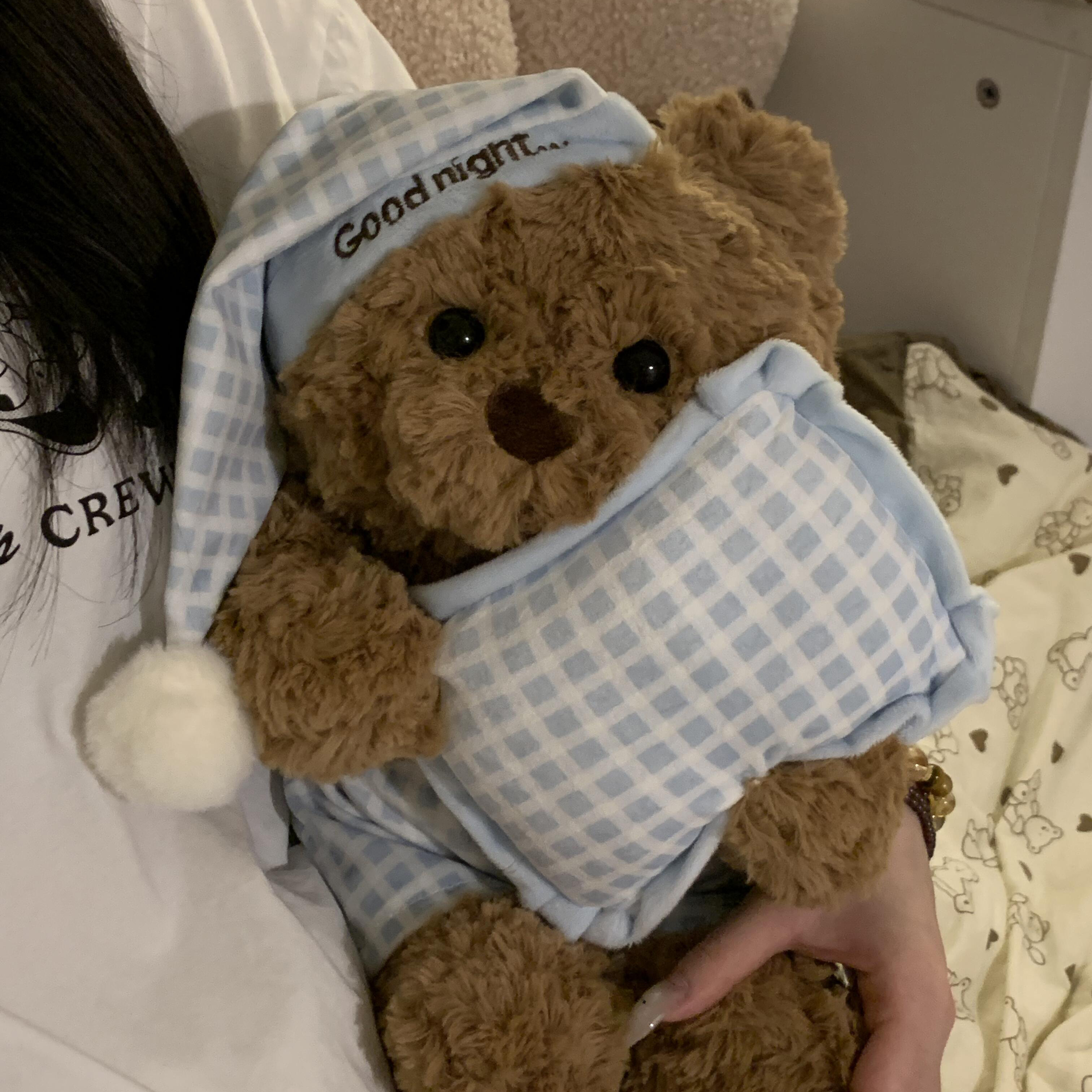 睡衣小熊战士玩偶！可爱毛绒公仔送女生闺蜜生日礼物娃娃抱睡神器 - 图0