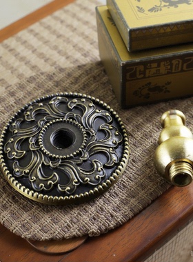 松吉仓  多功能整平器插香香炉卧香盘香线香都可用纯铜灰押葫芦插