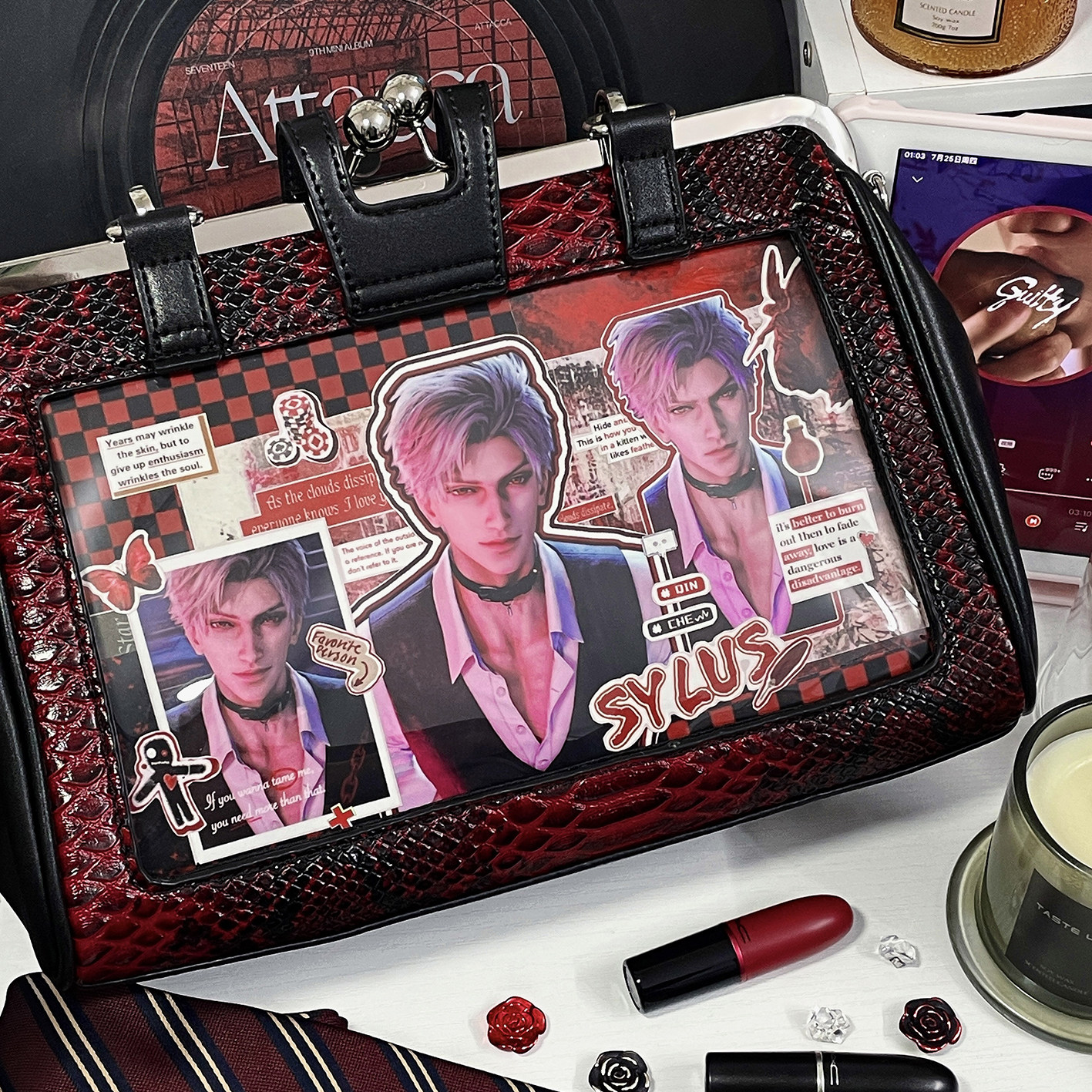 现货掉落【夜行魔女痛】原创哥特蛇纹手提斜挎口金透明痛包娃包,淘宝优惠券,粉丝福利购,淘宝优惠卷