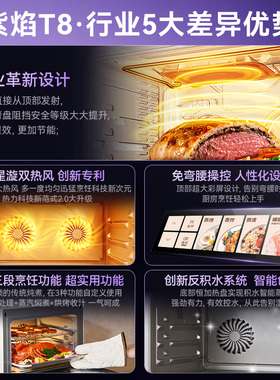 【台式】凯度紫焰T8微蒸烤炸一体机家用蒸烤箱五合一微波炉32L