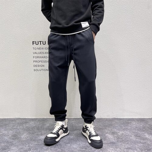 2025秋季男士裤子潮牌宽松拼接哈伦束脚裤简约百搭青年休闲运动裤 - 图0
