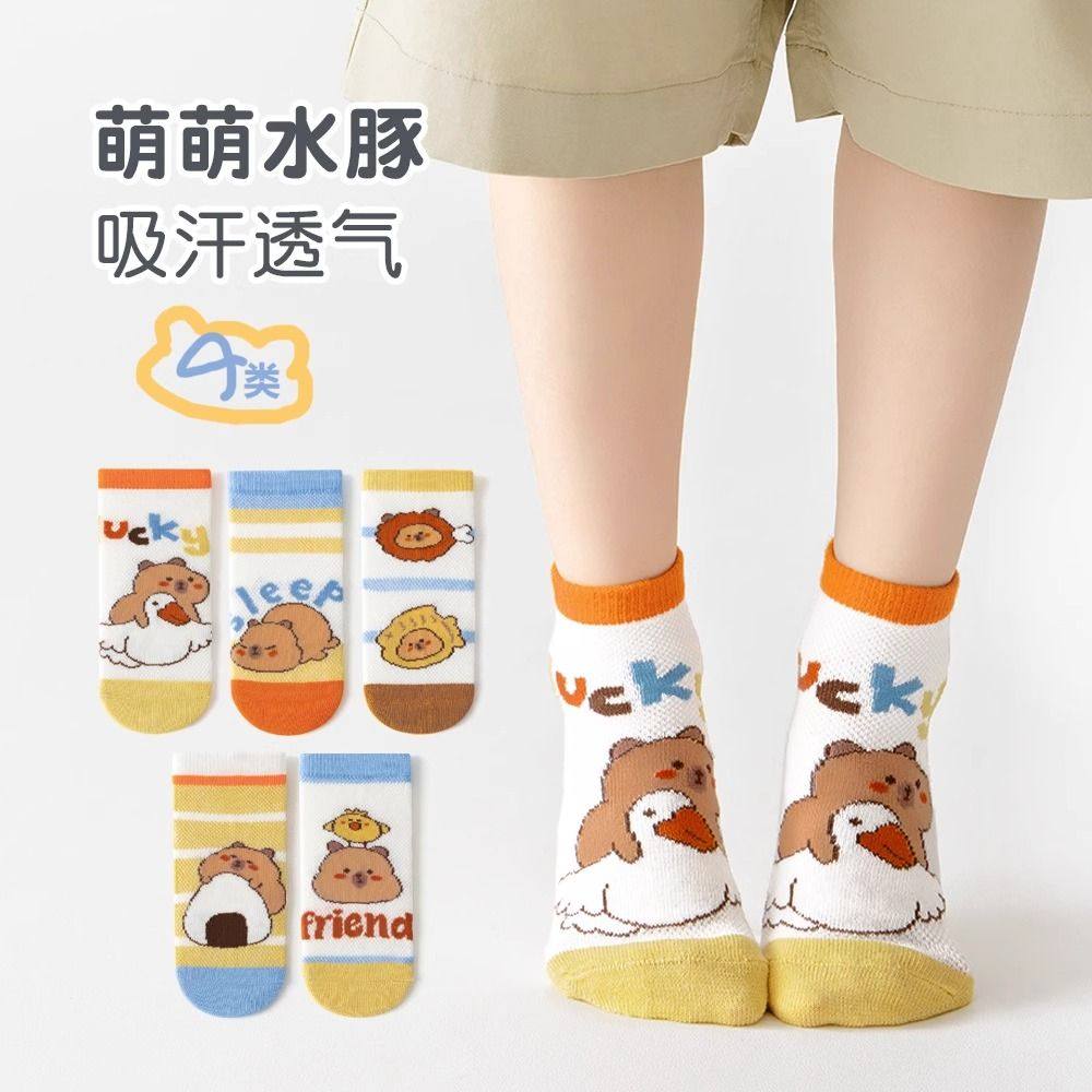 男童袜子夏季薄款网眼小学生棉袜儿童卡通袜宝宝小童春秋卡皮巴拉,淘宝优惠券,粉丝福利购,淘宝优惠卷