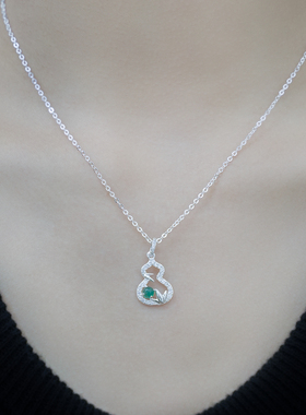 足银999福禄葫芦项链女锁骨链