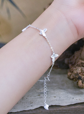 足银999精致镭射蝴蝶手链女手环