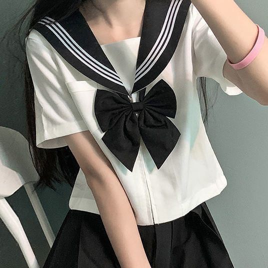 白黑三本JK制服裙基础款正品水手服日系学院风套装短袖中间服女 - 图1