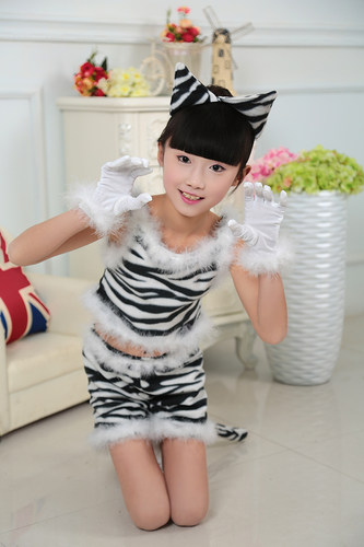 儿童动物小猫咪演出服装小老虎幼儿园小花猫女男学猫叫舞蹈表演服 - 图0