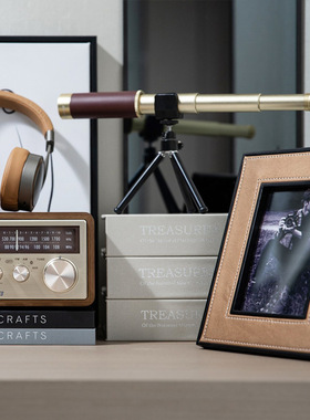 样板房间望远镜真镜头相机模型书房摆件摄影主题胶卷装饰画软装