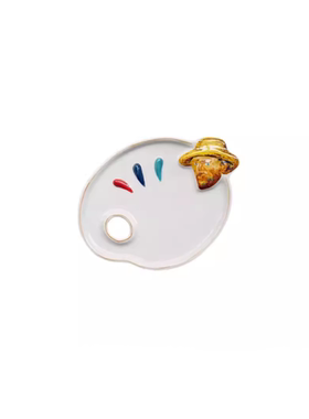 现代样板间女孩房卧室书桌摆件组合儿童房颜料搭配台灯软装饰画品