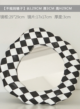 轻奢样板间床头柜软装摆件极简不规则镜子烛台创意组合搭配装饰品