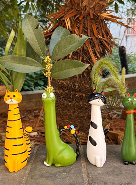 独立站爆款Handmade quirky cat-shaped vase手工古怪猫花瓶