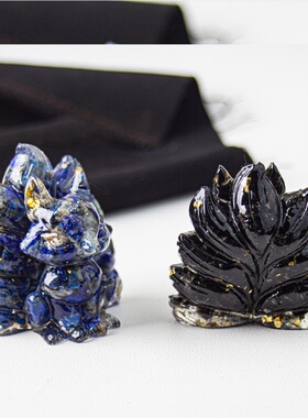 跨境天然水晶碎石滴胶九尾狐办公