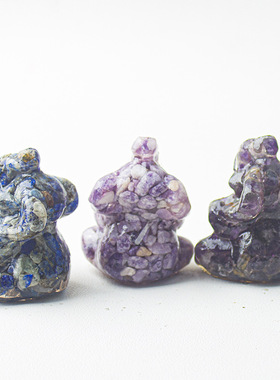 跨境天然水晶碎石滴胶动物办公室