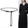Black Thin Belt Women's Matching Skirt Sweater Down Jacket
