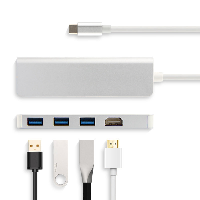 久宇 Type-c扩展坞USB-C笔记本转换器usb3.0连接键盘鼠标U盘拓展HDMI投屏适用苹果小米华为联想戴尔惠普电脑