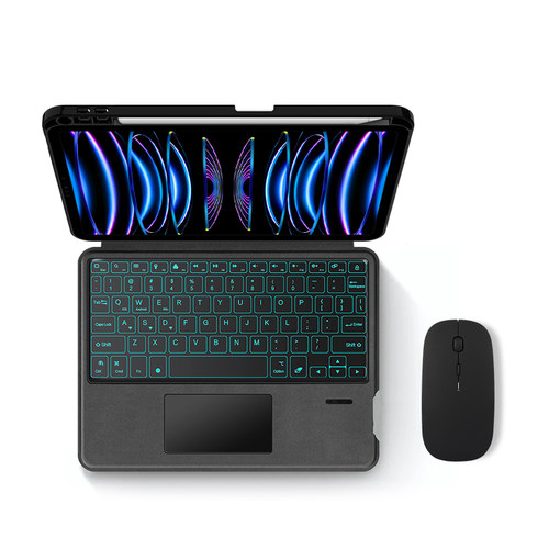 适用苹果iPad妙控键盘蓝牙iPadPro一体式air5/4保护壳2022新款pro11寸2021平板套10.9磁吸搭扣ipad10代笔槽壳 - 图0