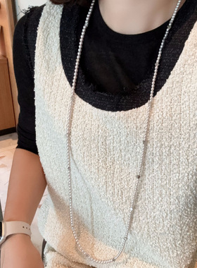 何方气泡珍珠长项链女高级感叠戴