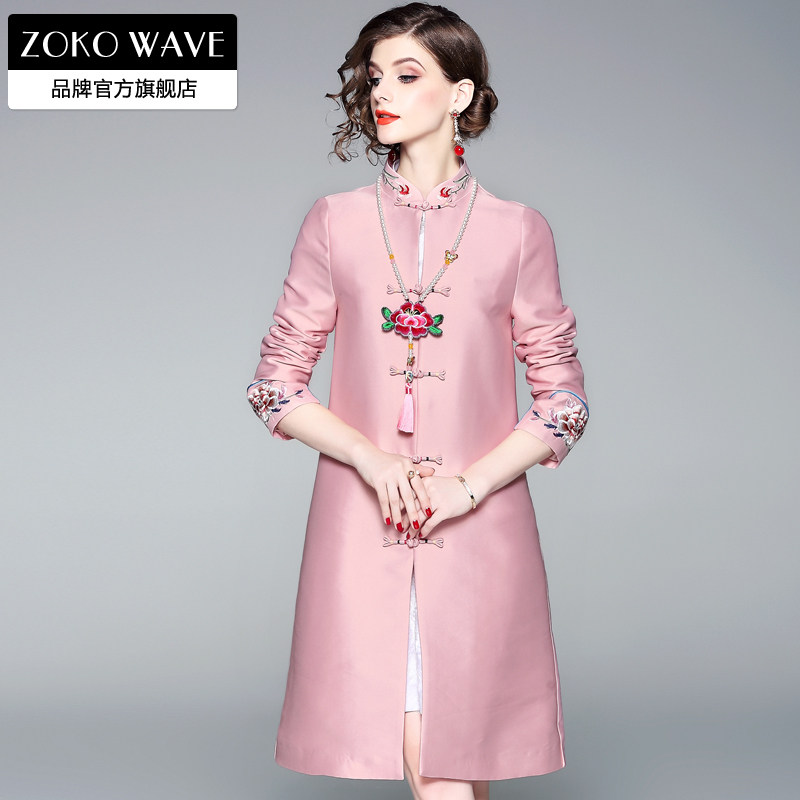 唐装中国风中年秋款风衣旗袍连衣裙 zokowave上衣