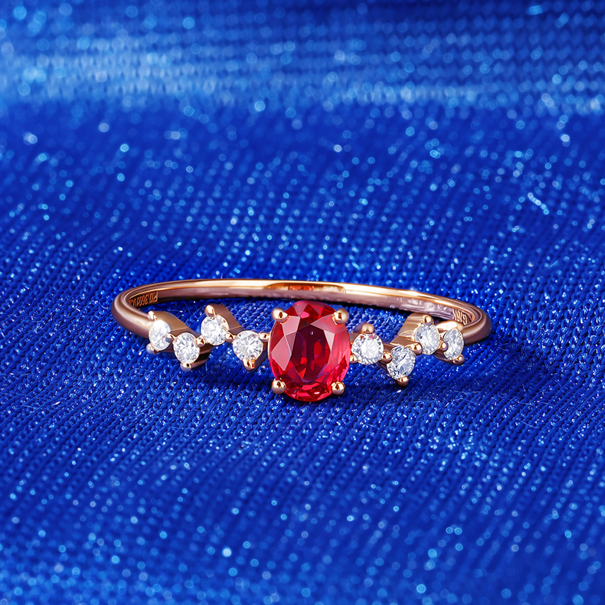 Miangqi 18K gold natural ruby diamond ring