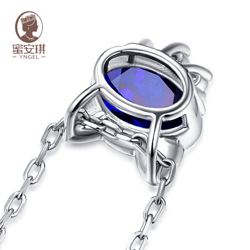 蜜安琪0.93克拉天然蓝宝石女款项坠 蜜安琪珠宝颈饰