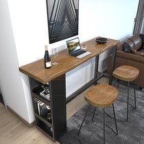 Solid Wood Bar Desk Table Home Partition Small Set Cabinet Wine Cabinet Small Family Style Strip Table Kitchen Leaning Against Wall Bar Bench Table Chair