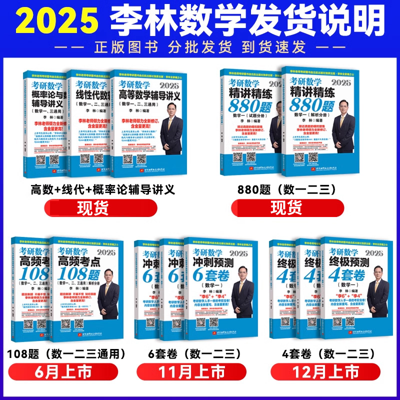 官方现货】李林2025考研数学精讲精练880题数学一数二数三25李林880题高频考点透析108题考研练习题过关660题张宇1000题辅导讲义 - 图0