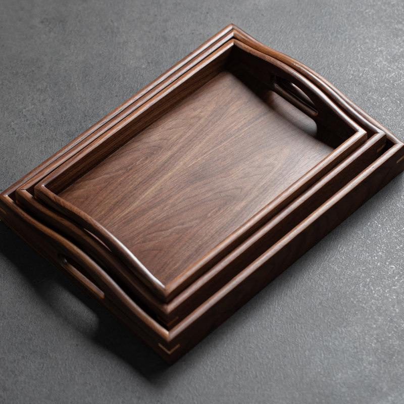 日式胡桃木托盘长方形放水杯实木茶盘家用点心木盘子餐具盘茶托大,淘宝优惠券,粉丝福利购,淘宝优惠卷