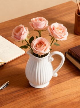 简约法式陶瓷花瓶竖条纹客厅餐桌