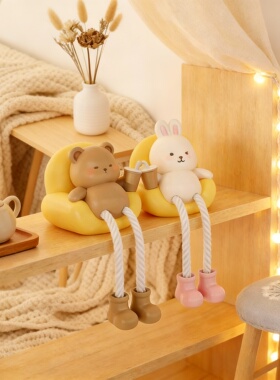 可爱小熊兔子长脖子毛绒挂件