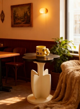 老钱风花瓣造型边桌茶几摆件