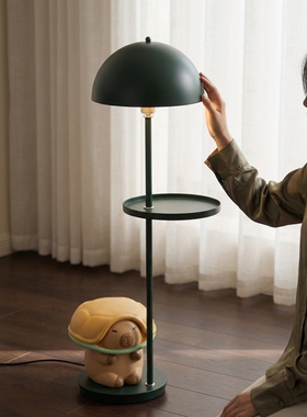 复古绿金属落地灯置物氛围