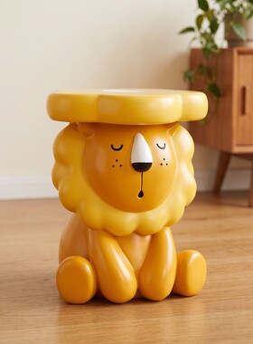 北欧童趣黄色狮子造型儿童凳