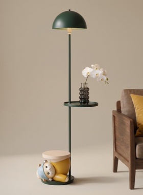 现代简约铁艺落地灯置物架客厅