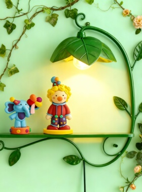 带灯铁艺小丑大象装饰摆件