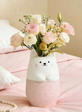 简约可爱小狗陶瓷花瓶摆件