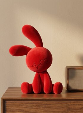 红色兔子可爱摆件客厅玄关乔迁礼