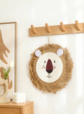 手工编织狮子头毛绒钥匙圈挂件