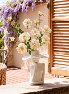 创意抽象女人物花瓶插花摆件