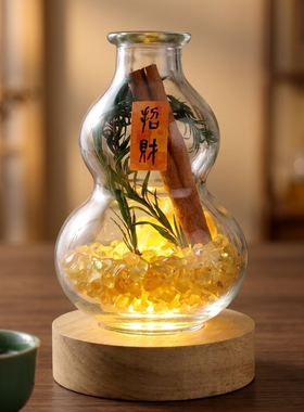 中式禅意玻璃葫芦招财LED灯串摆