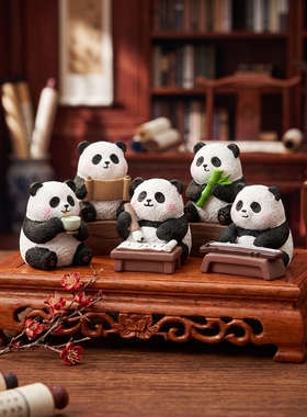 可爱熊猫摆件三件套钩针编织