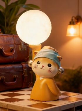 可爱萌系卡通小猫台灯摆件