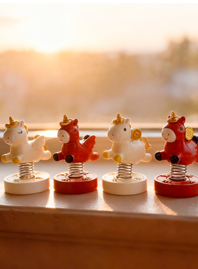 可爱独角兽弹簧桌面摆件礼物