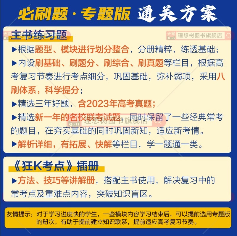 2024高考必刷题专题版狂k重点高中数学物理化学生物英语文政治历史地理新高考专项题型训练高中一二轮高三总复习23高考真题理想树 - 图3