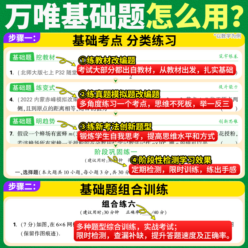 2024万唯中考基础题数学物理化学英语文道法政治历史数理化初中三总复习资料书必刷题九八年级初二生物地理会考模拟测试卷真题万维 - 图2