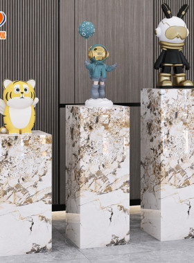 大理石摆件展示底座增高台客展厅酒店会所工艺品装饰岩板立柱石墩