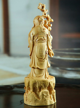 木雕黄杨工艺品雕刻生日祝贺寿人物客厅礼品老寿星公摆件